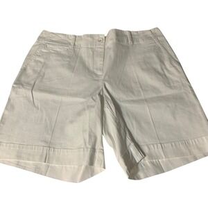 NWT‎ Talbots Chino Shorts 10 White Cotton Clean Girl Flat Front Preppy Classic